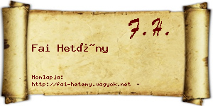 Fai Hetény névjegykártya